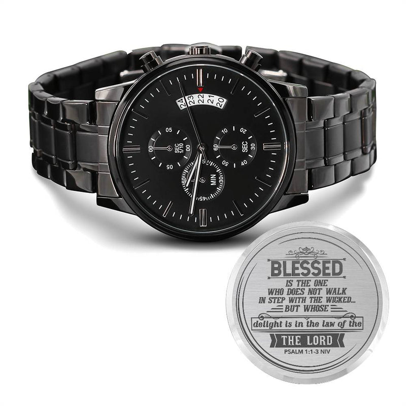 Blessed Is the One Christian Men's Watch

Psalm 1:1-3 NIV Inspirational Watch

Psalm 1 Blessed Men's Wristwatch

Blessed Man of Faith Men's Watch

Psalm 1:1-3 Christian Men's Watch

Faith & Blessings Inspirational Watch

Biblical Blessing Men's Wristwatch

Christian Scripture Men's Watch

Psalm 1 Faith-Inspired Men's Watch

Blessed Is the One Bible Verse Watch