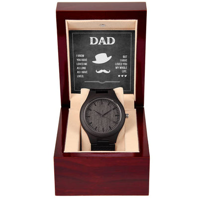 Dad’s Love Inspirational Wooden Watch

To My Dad With Love Wooden Watch

My Dad My Love Wooden Keepsake Watch

Dad’s Forever Love Wooden Watch

A Father’s Love Wooden Wristwatch

My Amazing Dad Love Gift Wooden Watch

Dad You Are Loved Wooden Watch

To My Beloved Dad Sentimental Wooden Watch

Dad’s Unconditional Love Wooden Watch

My Father My Hero Love Wooden Watch