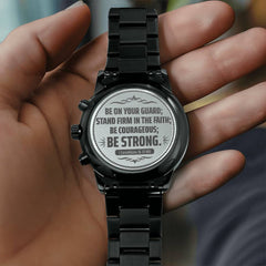 Be on Your Guard Inspirational Men's Watch

Stay Alert Men's Wristwatch

Be Vigilant Inspirational Men's Watch

Stay Strong Men's Message Watch

Men's Inspirational Guard Watch

Stay Watchful Men's Wristwatch

Purpose & Strength Men's Watch

Motivational Message Men's Watch

Be Prepared Men's Inspirational Watch

Men's Faith & Inspiration Wristwatch